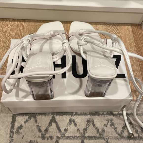 NWT SCHUTZ white ankle heel sandal Sz 9 - Picture 5 of 7